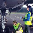 Airport ground staff handling air cargo operations